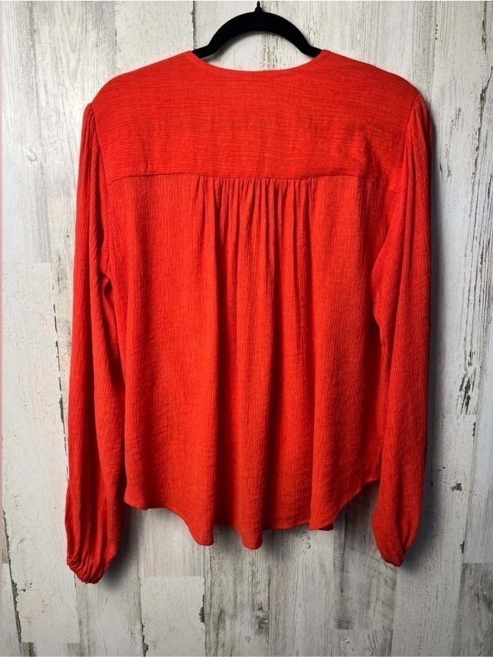 3 for 50 Free People Vibrant Red-Orange Wrap Blouse - Deep V-Neck - Picture 4 of 6
